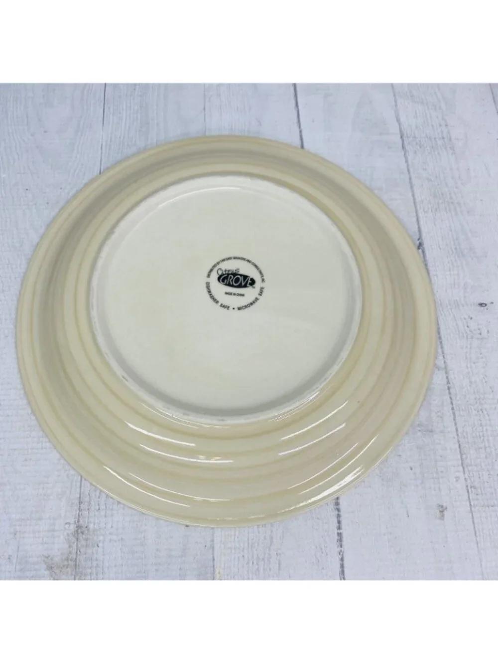Citrus Grove BEIGE SANDSTONE SWIRL Hand Paint Stoneware Dinner Plates Set Of 4